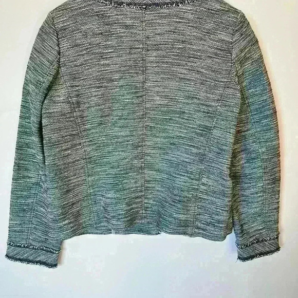 J. Jill Women's Tweed Fringe Button Front Jacket Pockets - Picture 4 of 6